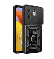 Infinix Zero 30 4G Uyumlu Kılıf Magnetik Standlı Kamera Korumalı Zore Sürgülü Vega Kapak (Siyah)