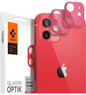 Spigen iPhone 12 Mini Kamera Lens Cam Ekran Koruyucu Glas.tR Optik (2 Adet) Red (Kırmızı)