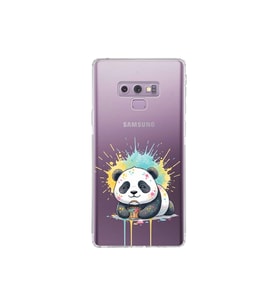 Samsung Galaxy Note 9 ile Uyumlu Splash Panda Tasarımlı Şeffaf Silikon Kılıf