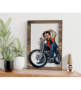 BK Gift Kişiye Özel Erkek Motorcu Karikatürlü 3D Ahşap Tablo, Sevgiliye Hediye, Arkadaşa Hediye, Yıl Dönümü Hediyesi, Doğum Günü Hediyesi-5