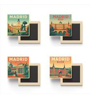 Madrid İspanya - 4 adet - 9x9 cm Buzdolap Magneti