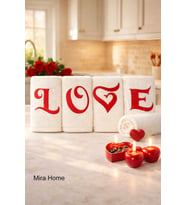 Love Nakışlı 4lü Mutfak Havlusu Seti  30x50 cm (Çok Renkli)