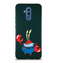 Huawei Mate 20 Lite Soft Premier Kapak Bay Yengeç Tasarımlı Silikon Kılıf - Yeşil (Şeffaf)