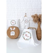 Pia Baby Premium %100 Pamuk Kişiye Özel Tulumlu Yenidoğan Kız Bebek Hediye Seti 5017-03 (Ekru)