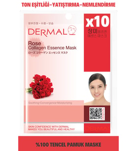 Dermal 10'lu Gül Özlü Kolajen Tek Kullanımlık Cilt Bakım Maskeleri