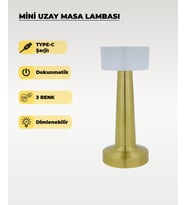 Gold Mini Uzay Masa Lambası - Dokunmatik - 3 Renk Işık