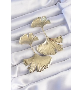 Pirinç Gold Renk Tırtıklı Yaprak Model Sallantılı Küpe 5886 - HPSBYI6867-2216