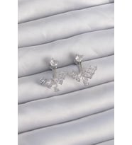 Pirinç Gümüş Renk Zirkon Taşlı V Model Küpe - TJ-BKP9290