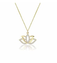 Lotus Çiçeği Taşlı Altın Kolye