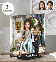Kişiye Özel 3 Katmanlı Sevgili Ahşap Biblo-9