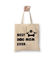 Best Dog Mom Köpek Annesi Beyaz Bez Çanta Uzun Saplı Alışveriş Çantası Plaj Çantası