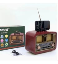 NS-6650 Büyük Boy Telefon Tutma Aparatlı Retro Ahşap Tasarım Bluetooth Hoparlörlü Radyo Fm/am