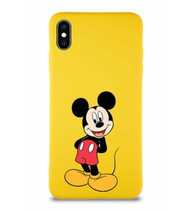 Apple iPhone XS Max Soft Premier Kapak Mickey Mouse-B Tasarımlı Silikon Kılıf - Sarı (Şeffaf)