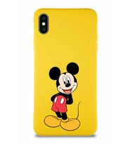 Apple iPhone XS Max Soft Premier Kapak Mickey Mouse-B Tasarımlı Silikon Kılıf - Sarı (Şeffaf)