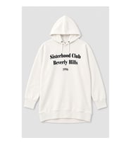 Kadın Kapüşonlu Yazı Baskılı Ekru Tunik Sweatshirt