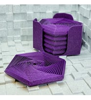 3D Baskı Super Fidget Coaster Seti - Altıgen Desenli Bardak Altlığı ve Tutucu-Mor