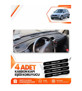 OPEL CORSA C (2001-2011) Uyumlu Ön Torpido Koruma Kılıfı Halısı - Siyah Gri
