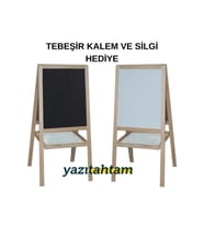 Çift Taraflı Ayaklı Çocuk Beyaz ve Kara Tahta, Silgi, Tebeşir ve Kalem Hediye