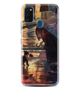 Samsung M21 M22 M23 M30 M31S M32 Kılıf Desenli Silikon Kız ve Kedi 1762