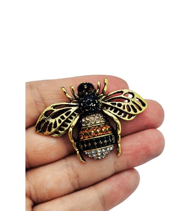 Golden Bee Kristal Taşlı Zarif Arı Broş