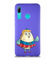 Huawei P Smart 2019 Soft Premier Kapak Bayan Puff Tasarımlı Silikon Kılıf - Mor (Şeffaf)