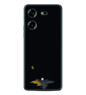Tecno Pova 5 Kılıf Silikon Desen Özel Seri Ay ve Kedi 1683