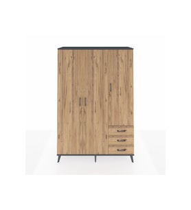 Hyperion Gardrop 6 Raflı 3 Çekmeceli Tek Askılı 132x44x195 Antrasit-Çam