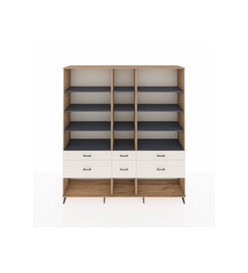 Hyperion Dolap 12 Raflı 6 Çekmeceli  220x44x243 Çam-Antrasit/Aytaşı