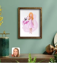Bk Gift Kişiye Özel Barbie Karikatürlü Portre Doğal Masif Ahşap Çerçeveli Tablo 45x65cm-5, Barbie Filmi, Barbie Hediyelik Eşya, Arkadaşa Hediye
