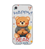 Iphone XR Uyumlu Happy Bear Tasarımlı Şeffaf Telefon Kılıfı