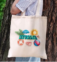 BK Gift Ayvalık Temalı Kanvas Bez Plaj Çantası Baskılı Omuz Çantası, Alışveriş Çantası, Arkadaşa Hediye