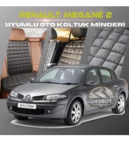 Renault Megane 2 Antrasit Renk Tay Tüyü Cepli & Terletmez Sırtlı Oto Koltuk Minder Seti - Koltuk Koruma Kılıfı (ÖN & ARKA TAM SET)