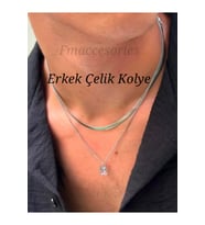 Çelik Kadın Kolye Erkek Çelik Kolye 316L Antialerjik ikili Taşlı İtalyan Zincirli Günlük Kombin