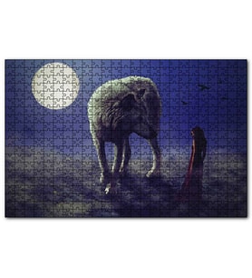 Cakapuzzle  Kurt Kadın Gecede Dolun Ay 120 Parça Puzzle Yapboz MDF (Ahşap)