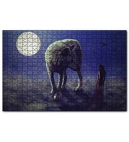Cakapuzzle  Kurt Kadın Gecede Dolun Ay 120 Parça Puzzle Yapboz MDF (Ahşap)