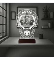 Luvivia Polise Hediye Polis Logo Kişiye Özel 3D Lamba - Masa Gece Lambası