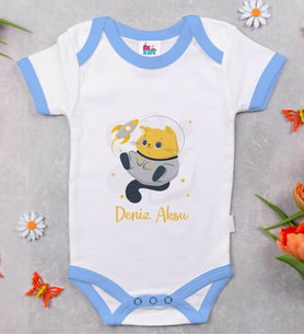 BK Kids Kişiye Özel Mavi Bebek Body Zıbın - Model 194