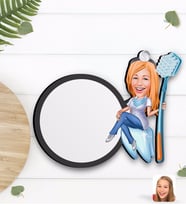 BK Gift Kişiye Özel Kadın Diş Hekimi Karikatürlü Ahşap Bardak Altlığı-2