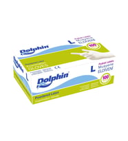 Dolphin Tek Kullanımlık Lateks Beyaz Pudralı Muayne Eldiveni Large Büyük Boy - 100'lü Paket