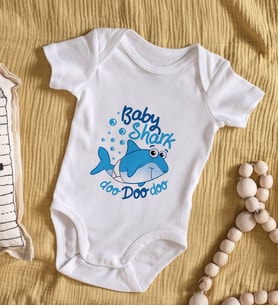 BK Kids Baby Shark Tasarımlı Bebek Body Zıbın - Model 1