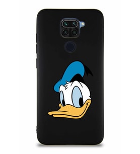 Xiaomi Redmi Note 9 Soft Premier Kapak Donald Duck-B Tasarımlı Silikon Kılıf - Siyah (Şeffaf)