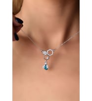 Papatya Silver 925 Ayar Gümüş Özel Tasarım Taşlı Petek Arı Kadın Kolye (Gümüş)