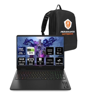 HP Omen Slim 16 Core Ultra 7 255H RTX 5070 8GB 64GB RAM 4TB SSD 16" QHD+ 240Hz Win11 Pro CJ8V8EAPN435 Gaming Laptop + Per4 Çanta