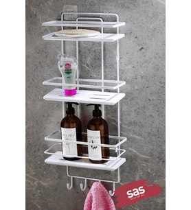 3 Katlı Kancalı Yapışkanlı Banyo Duş Rafı