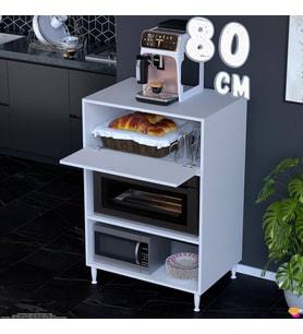 Eliusta Smart 80 cm Üstten Kapaklı Mutfak Dolabı Mikrodalga Fırın Standı Kiler Beyaz Dolap 80x119x48 cm