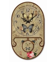 MUTFAK › AHŞAP SAATLER › Saatler-MB SARKAÇLI KELEBEKLİ DUVAR SAATİ-25*14*3,5 CM