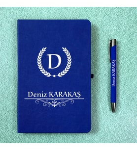Kişiye Özel İsimli Lacivert Ajanda Not Defteri ve Kalem Seti 2413C01