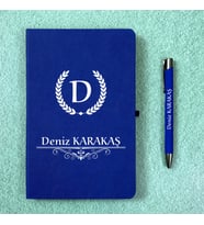 Kişiye Özel İsimli Lacivert Ajanda Not Defteri ve Kalem Seti 2413C01