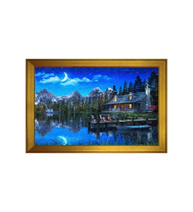 Manzara Temalı Kanvas Tablo 80 x 110 cm Gold Çerçeve