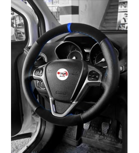 Fiat Punto Uyumlu Direksiyon Kılıfı Noktalı-Alkantara Mavi Yüzüklü